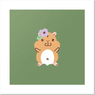 Hamster and Flowers Posters and Art